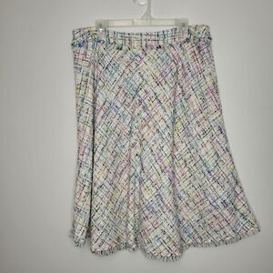 Worthington rainbow tweed full colorful church Easter skirt size 16